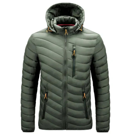 Demarcus men's black quilted jacket urban slim fit with distinctive stitched pattern for winter warmth