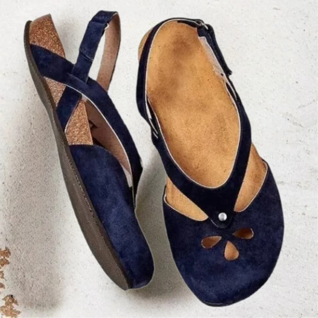 Women's closed toe slingback sandals with cross-strap vegan upper, spring summer casual elegant style