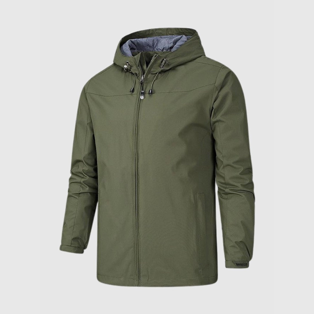 Men's black waterproof sports jacket lightweight breathable windproof shell athletic slim fit