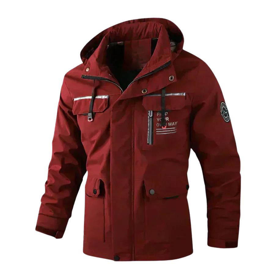 Men's lightweight windproof insulated winter jacket with pockets, slim modern fit in neutral tone