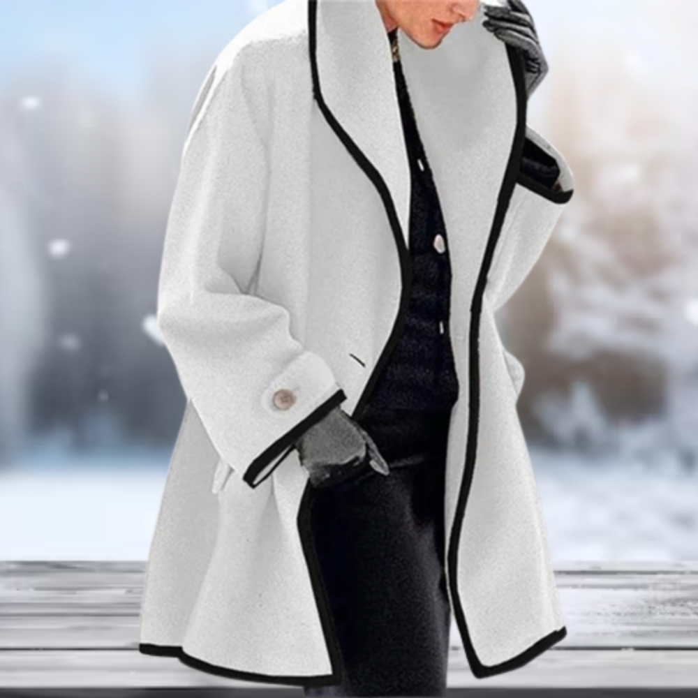 Women's retro wool coat in classic cut with premium soft fabric, timeless winter essential
