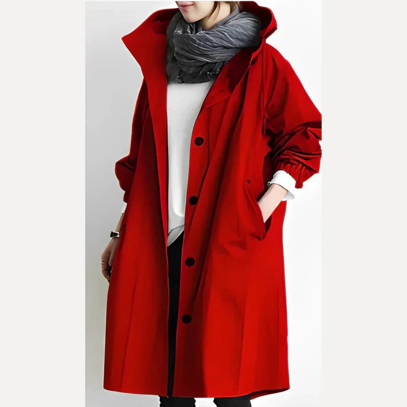 Blesyn long hooded windbreaker, windproof sustainable jacket with streamlined modern fit for outdoor use