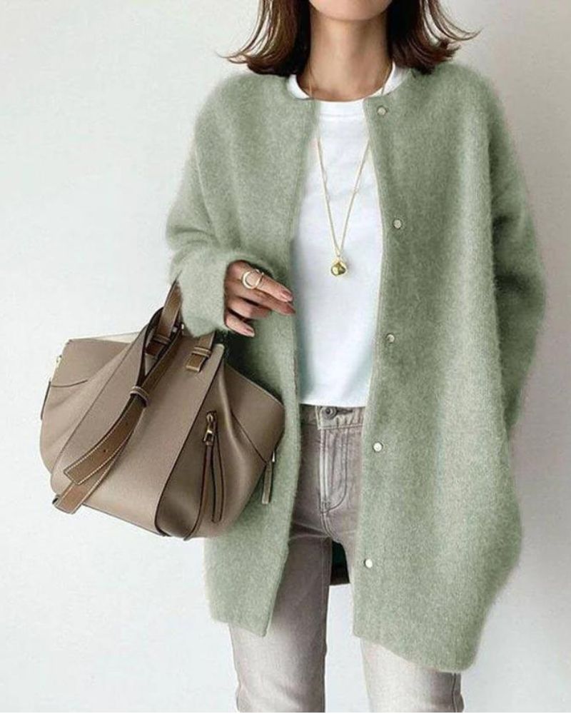 Verena women's Egyptian cotton knit cardigan in versatile neutral, relaxed fit with refined details