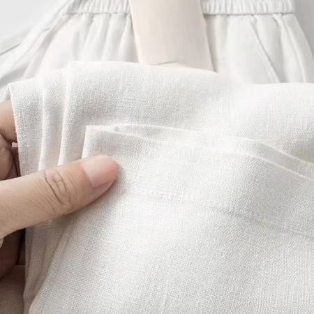 Men's beige cotton linen straight fit wide leg pants lightweight breathable everyday casual comfort