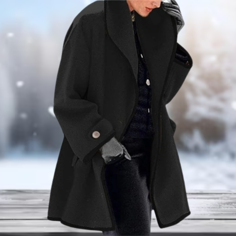 Women's retro wool coat in classic cut with premium soft fabric, timeless cold-weather essential