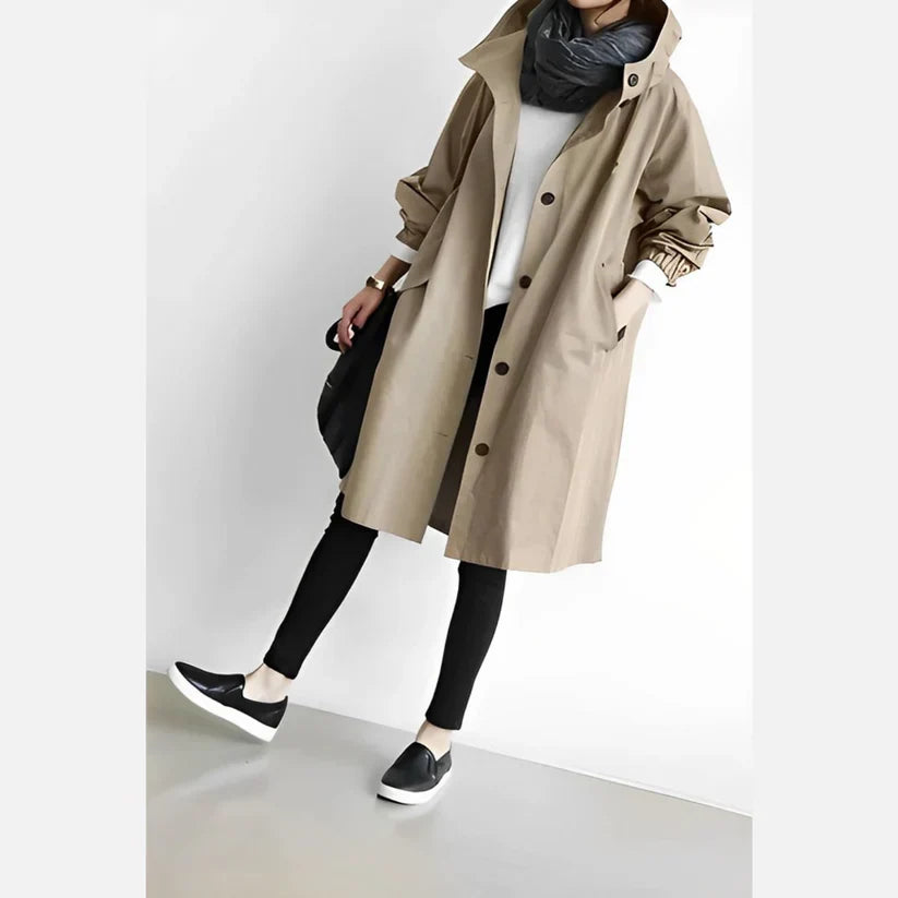 Blesyn long hooded windbreaker, windproof slim fit for active outdoor use with sustainable design