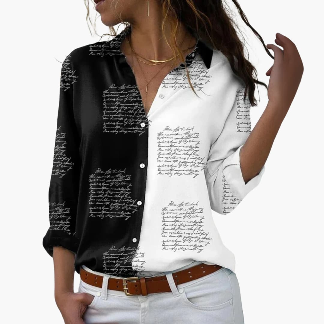 Women's floral blouse breathable lightweight fabric contrast design polished casual modern fit
