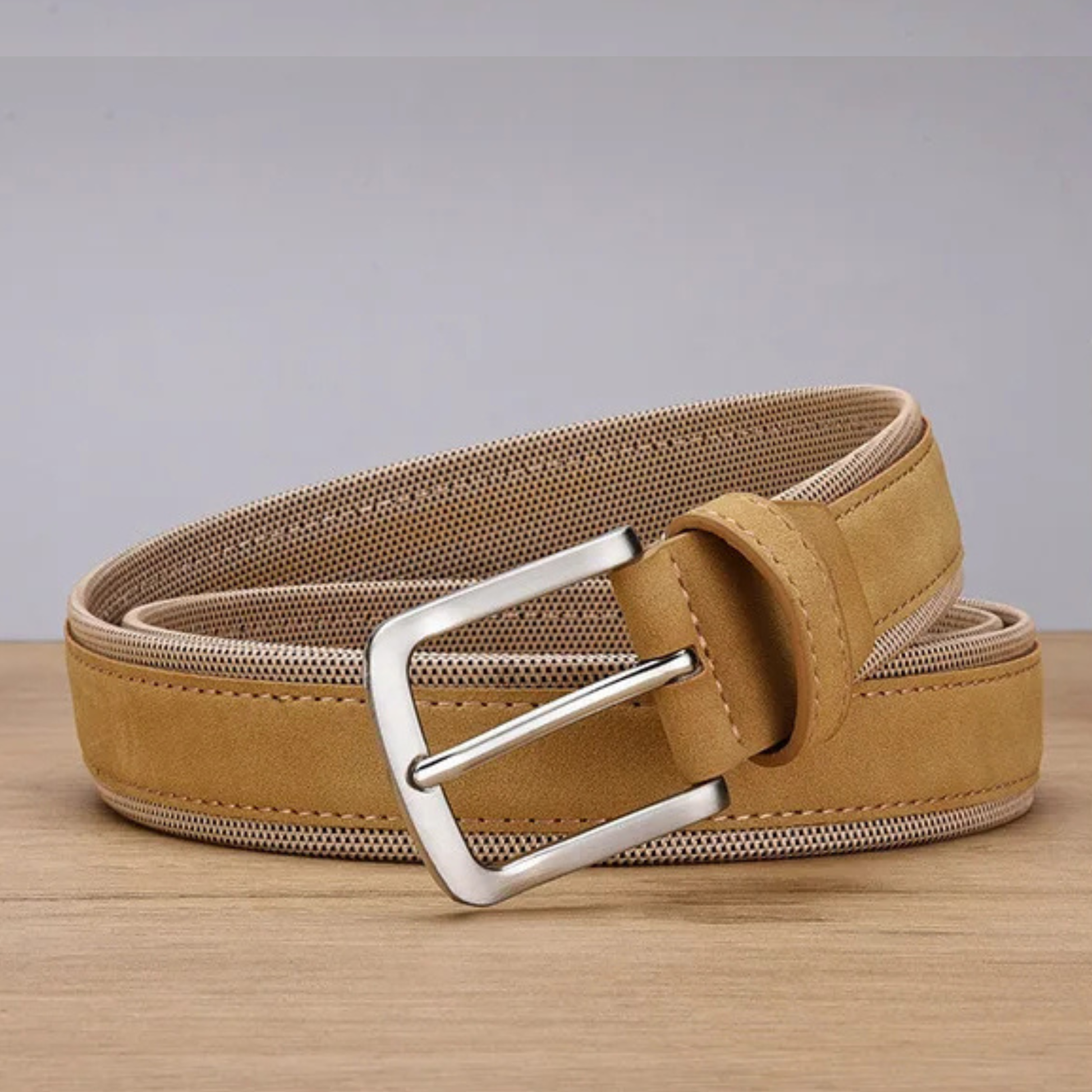 Slate suede microfiber leather belt matte buckle casual everyday refined texture men's accessory