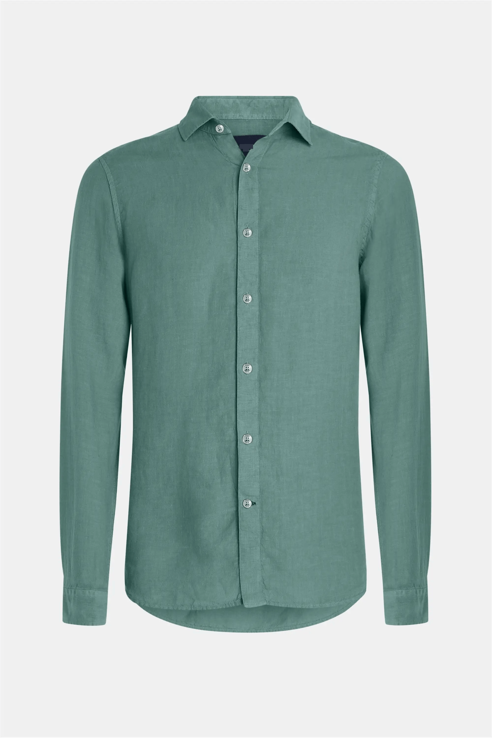 Men's olive green linen shirt slim-fit breathable sustainable fabric elegant casual style