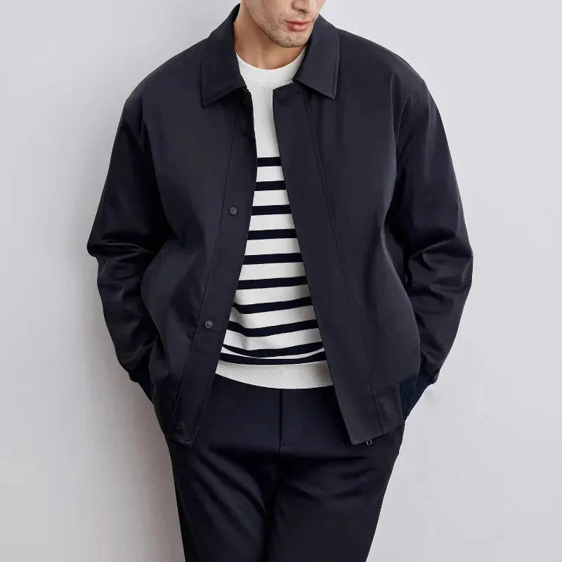 Men's classic bomber jacket minimal silhouette pointed collar lightweight all-season versatile outerwear