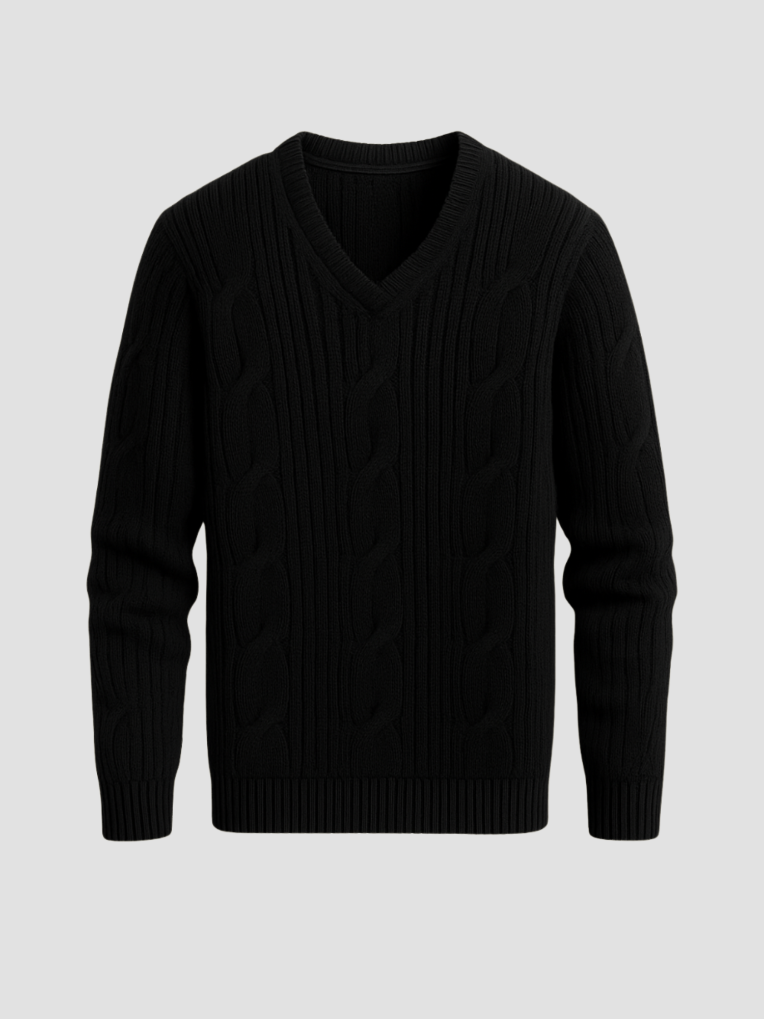 Cream cable knit V-neck sweater with contrast piping, preppy style perfect for casual layering