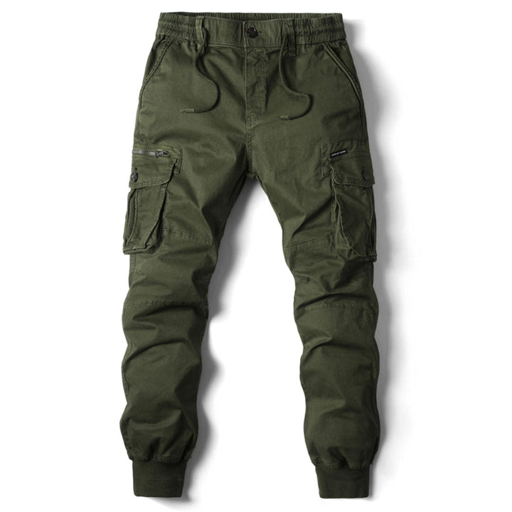 Men's gray urban cargo sweatpants loose relaxed fit with practical multi-pocket design for daily comfort