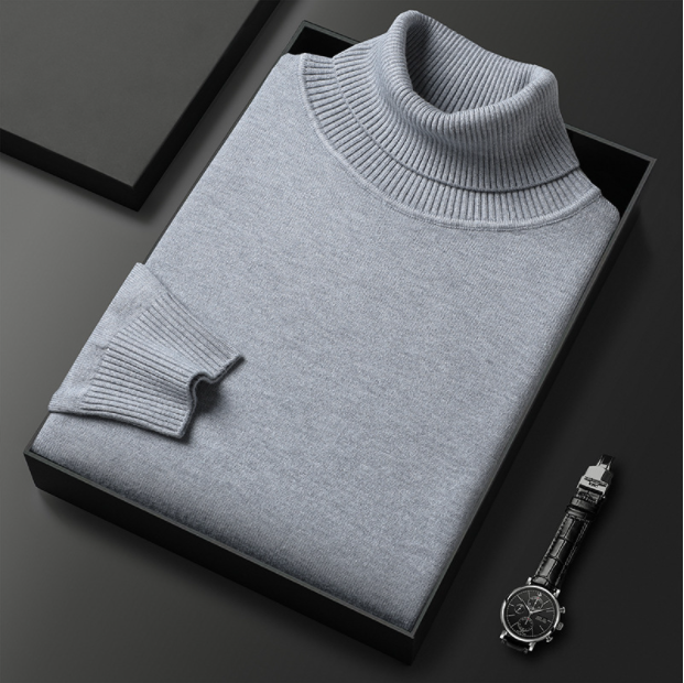 Logan unisex cashmere-cotton turtleneck sweater, warm luxury knit for cold weather comfort