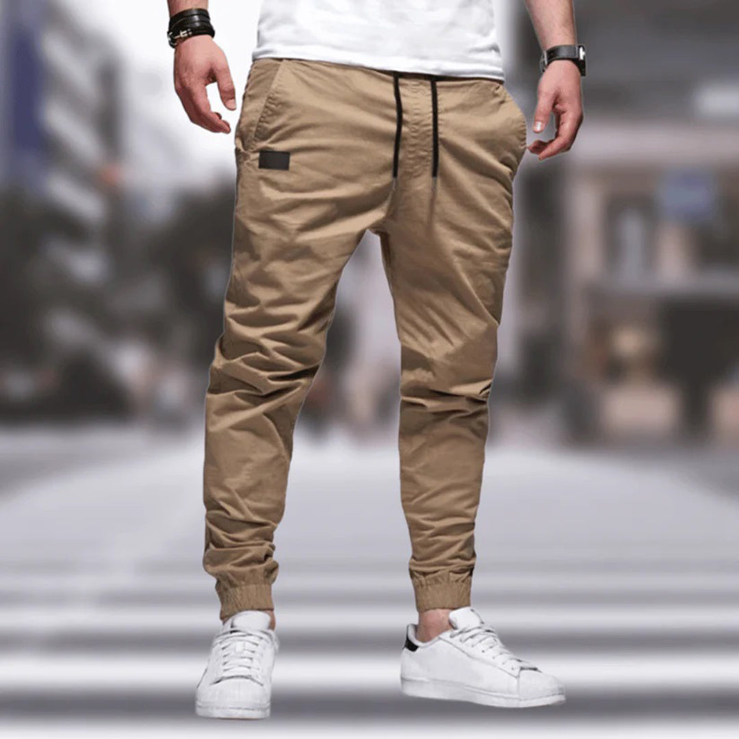 Men's olive cargo pants relaxed fit tapered leg adjustable waist everyday casual comfort
