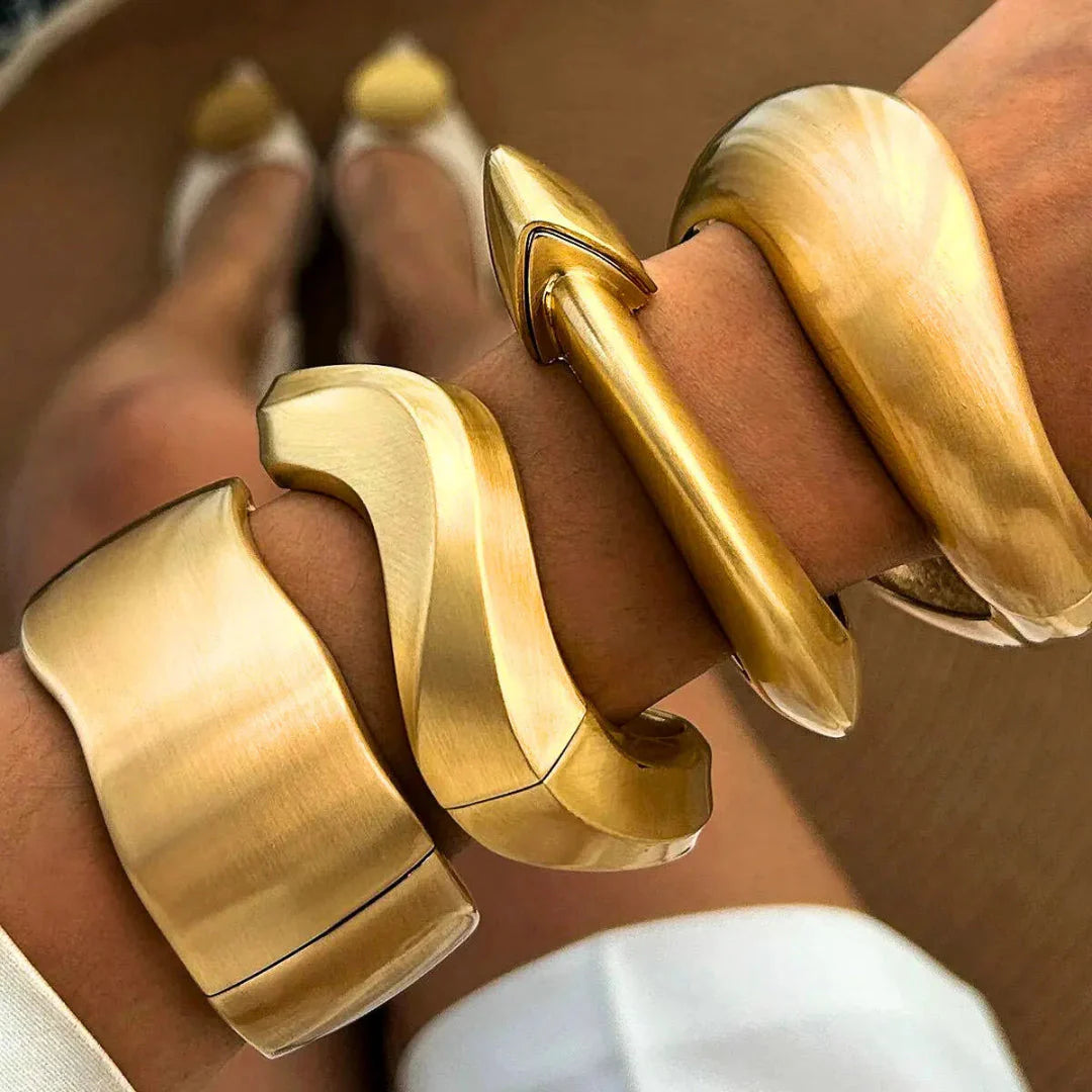 Valencia alloy bangles matte gold finish sculptural design lightweight all-day wear versatile