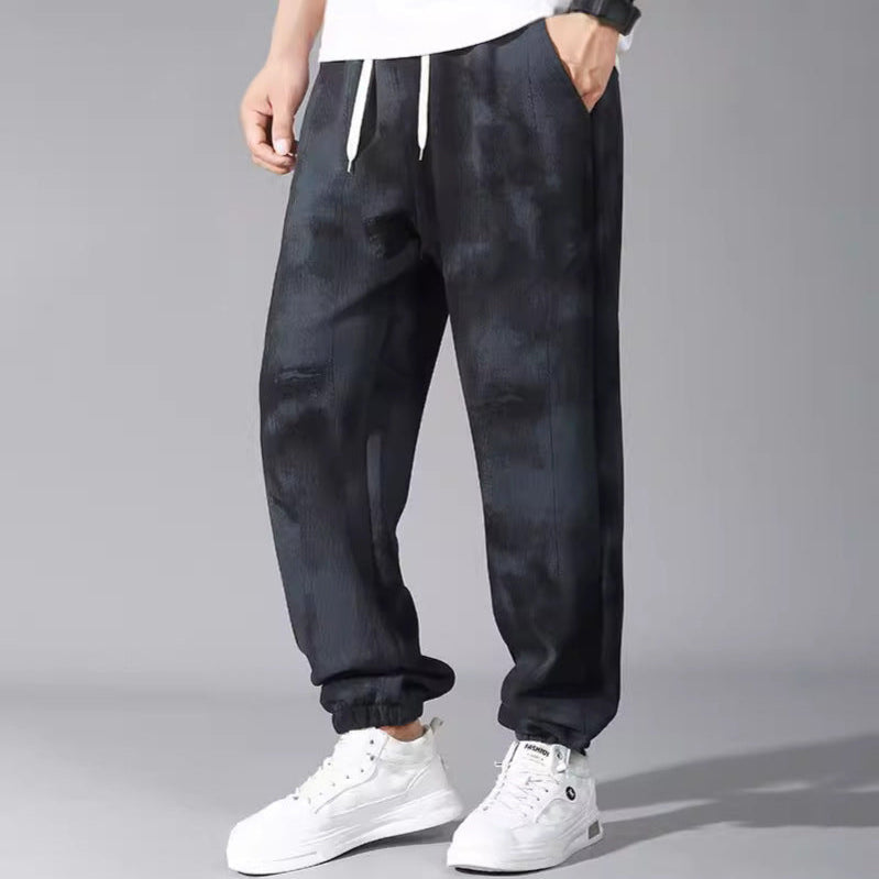 Valentin grime-wash joggers relaxed fit streetwear elastic cuffs drawstring waist urban edgy style