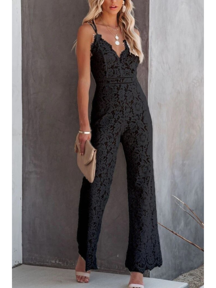 Franziska women's elegant V-neck jumpsuit comfortable relaxed fit day-to-night versatile one-piece