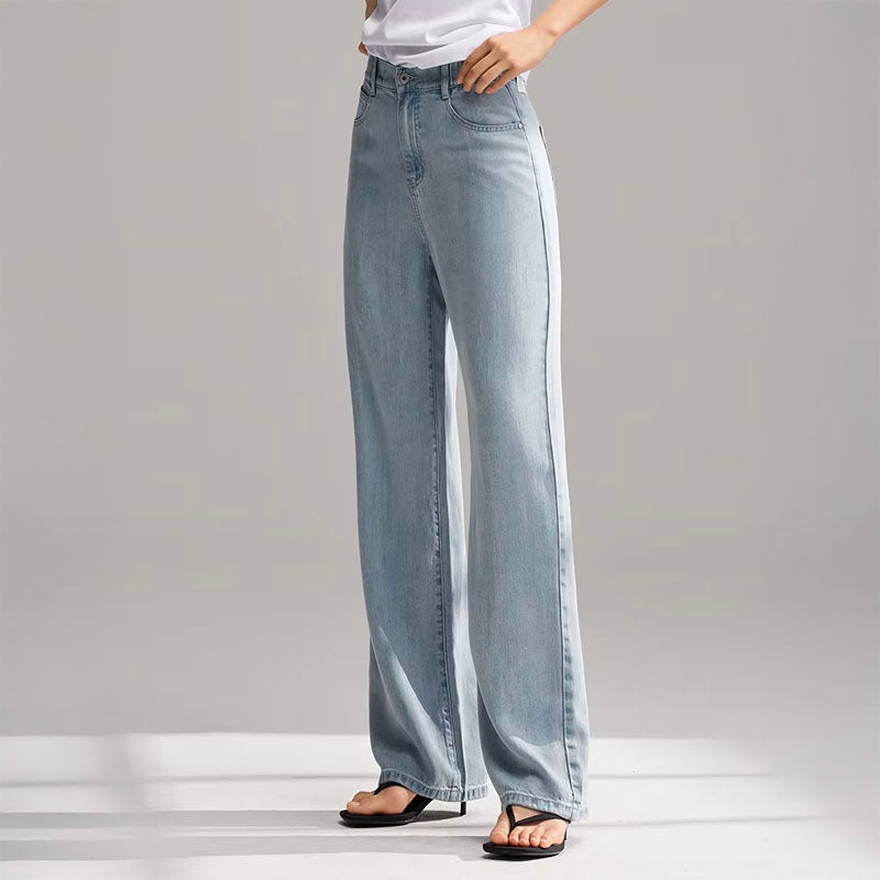 Valentina Rossi Apulia high-rise wide-leg jeans with elongating silhouette and subtle side stripe