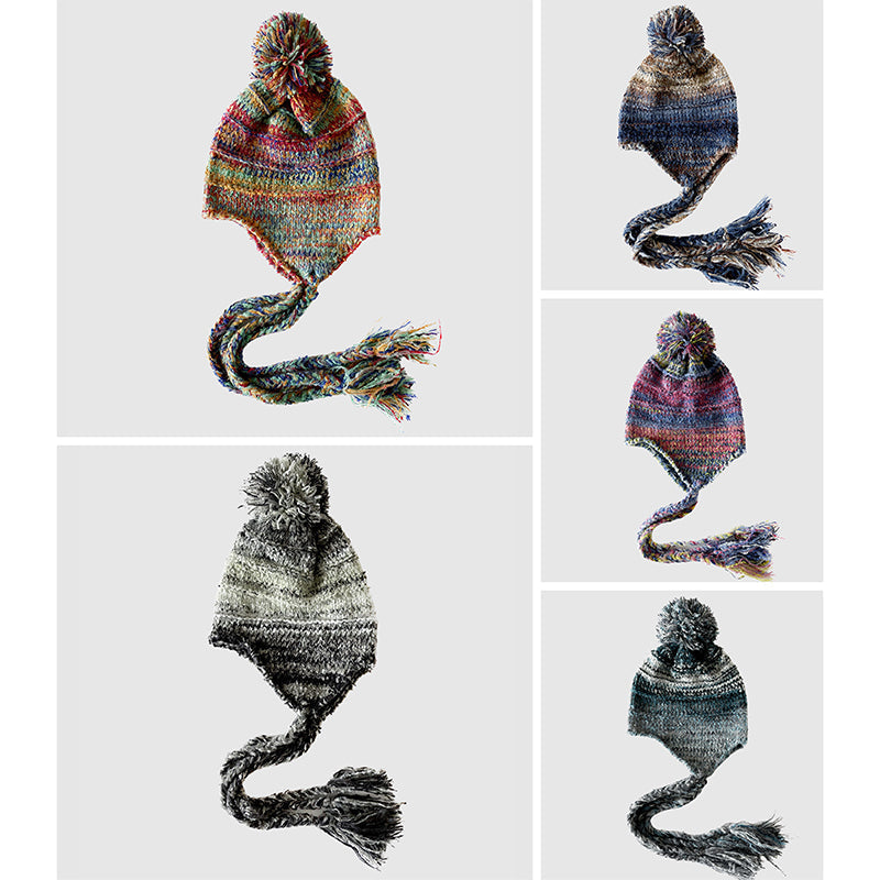 Valentina Rossi handcrafted women's winter knit hat colorful aurora-inspired cozy poly-blend warmth