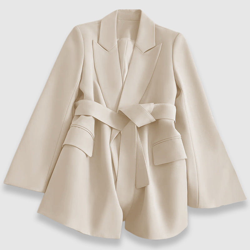 Valentina Rossi belted tailored blazer polyester blend lapel collar professional chic design