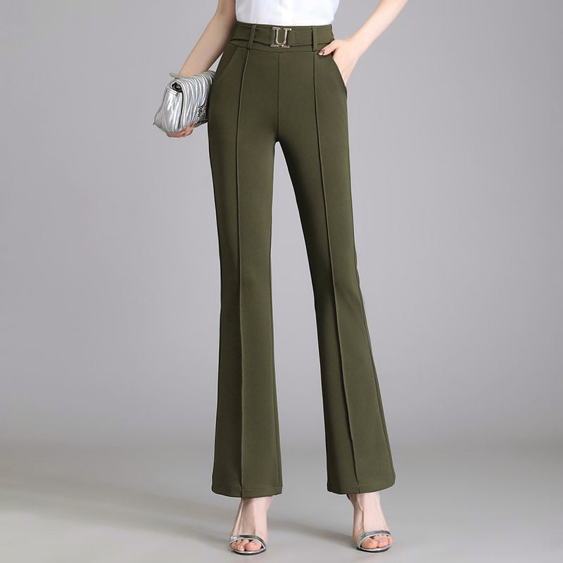 Valentina Rossi high-waisted flared pants elegant tailored polyblend trousers for professional women