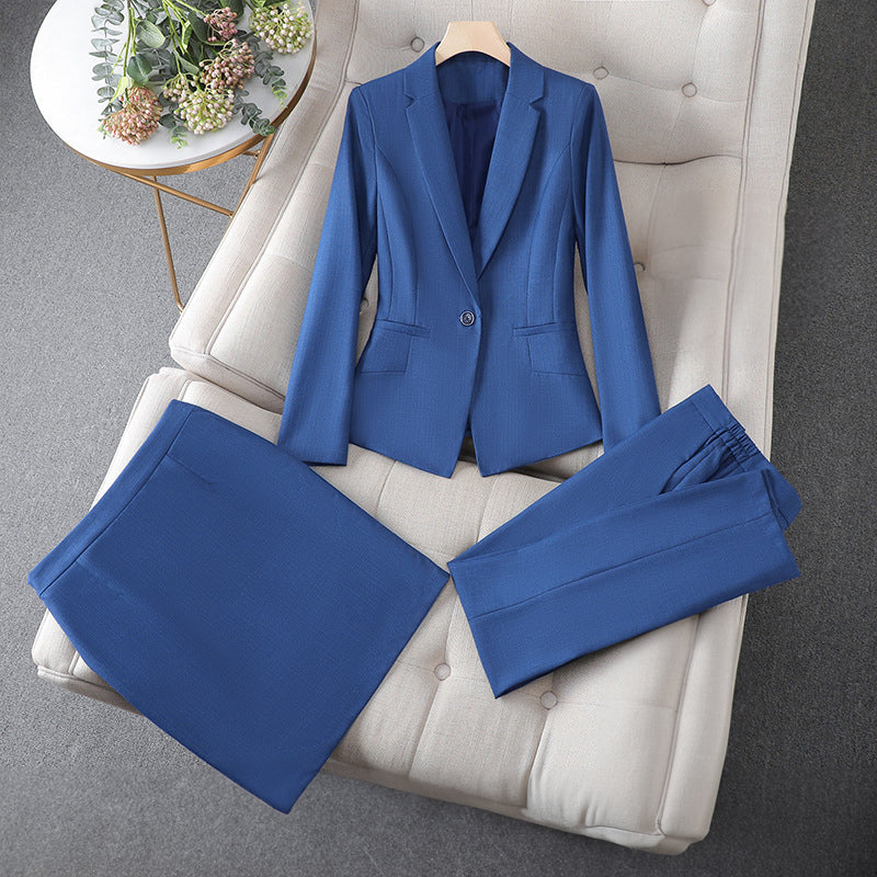 Valentina Rossi black 3-piece tailored blazer skirt pencil pants formal set for professional women