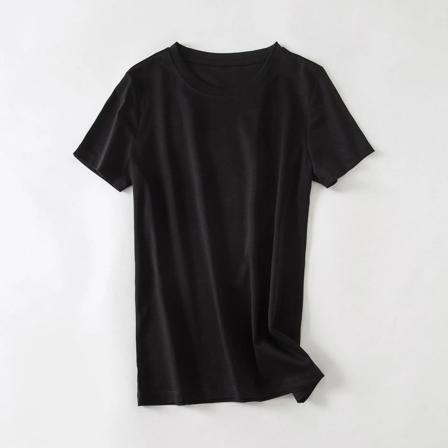 Valentina Rossi minimalist white cotton t-shirt, sleek relaxed cut with luxurious smooth liquid-soft feel