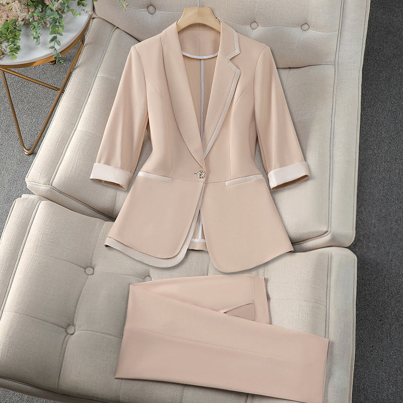 Valentina Rossi black tailored blazer and pants formal set with classic lapel collar