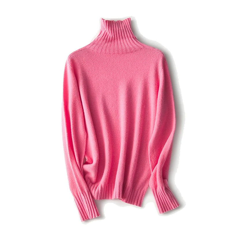 Women's ivory turtleneck sheep wool sweater, luxuriously soft Valentina Rossi cozy fit