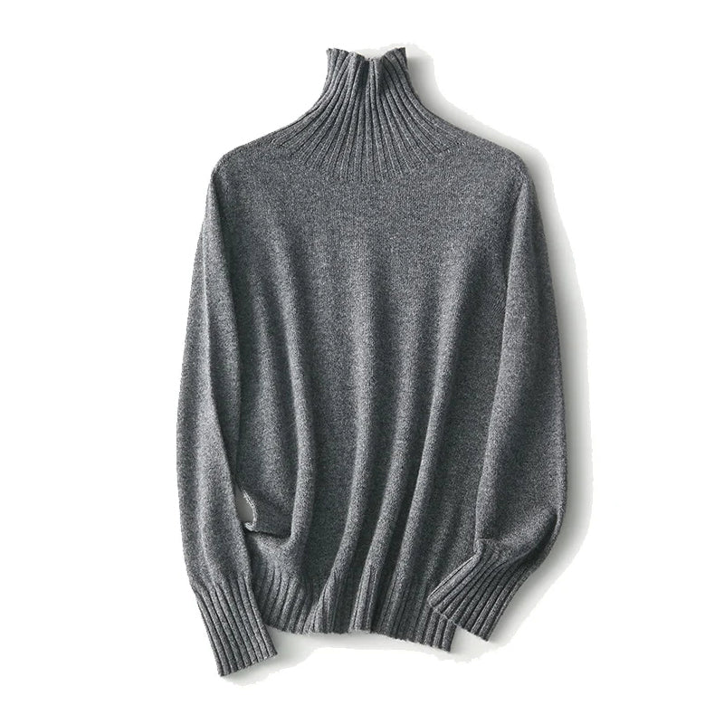 Valentina Rossi women's ivory turtleneck sheep wool sweater, luxuriously soft premium knit