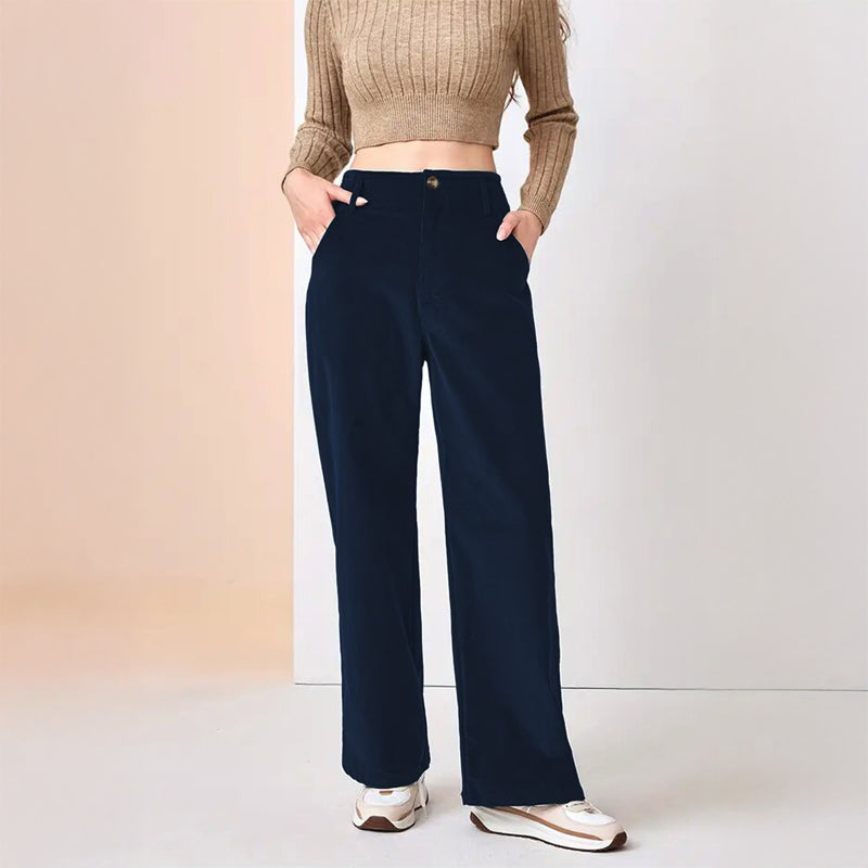 Valentina Rossi burgundy corduroy wide-leg pants high-waisted pleated tailored silhouette