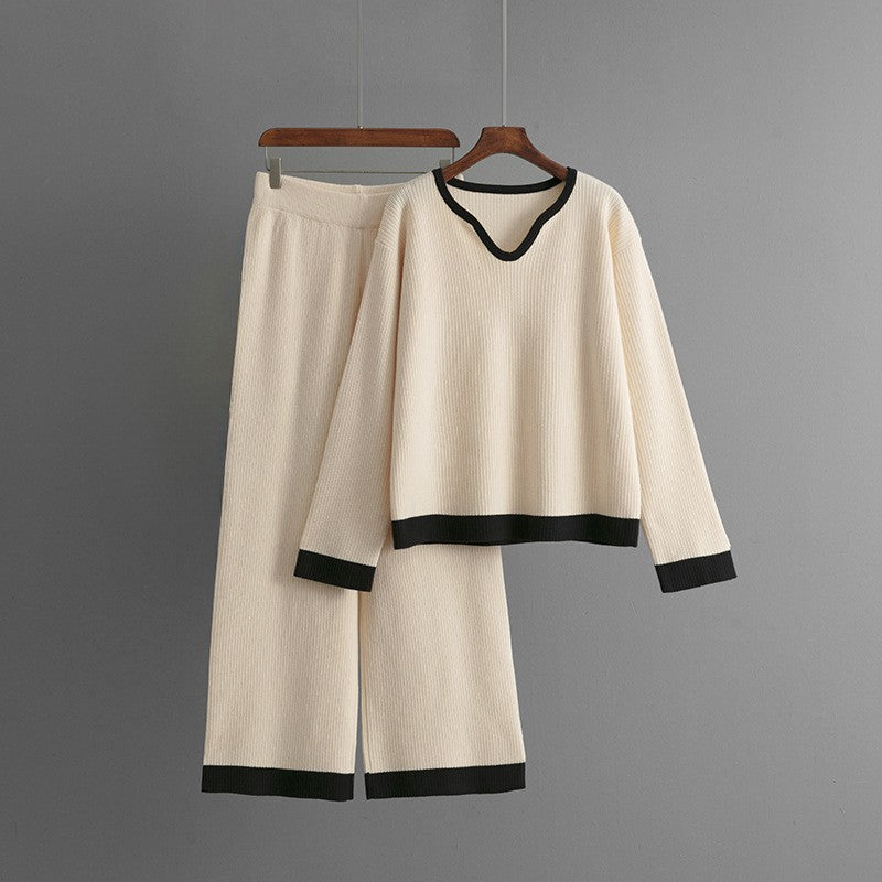 Relaxed fit luxe knit lounge set soft-touch poly-blend minimalist style for everyday comfort