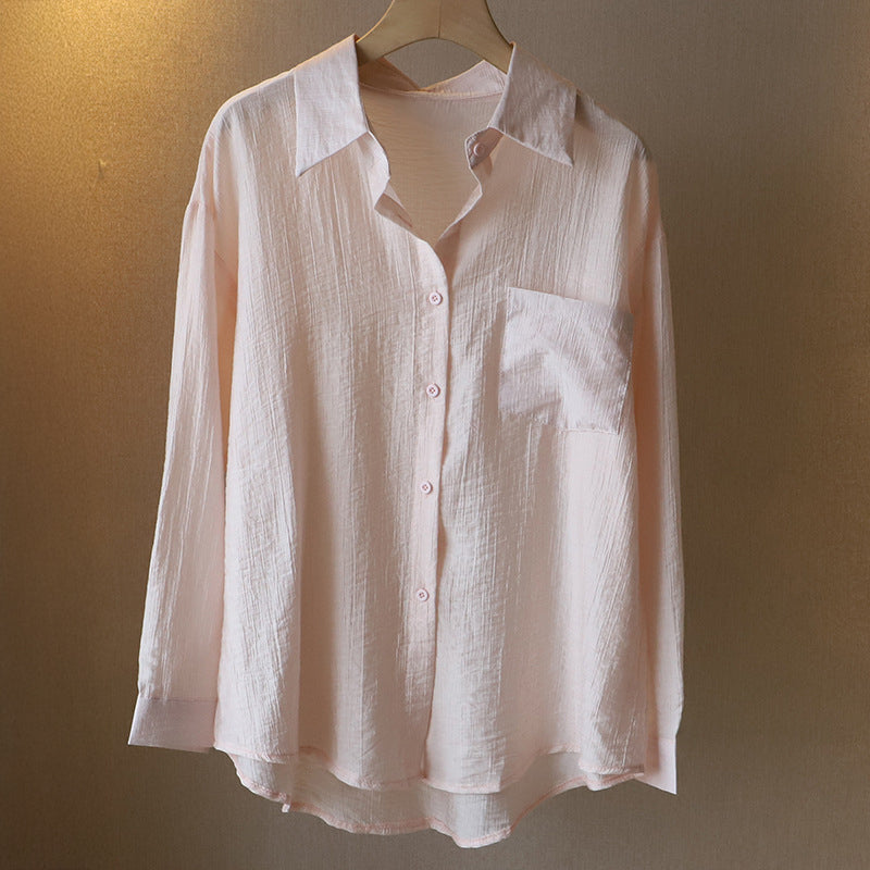 Women's semi-sheer ultra-light relaxed fit blouse by Valentina Rossi Rocroi, breathable polyester blend