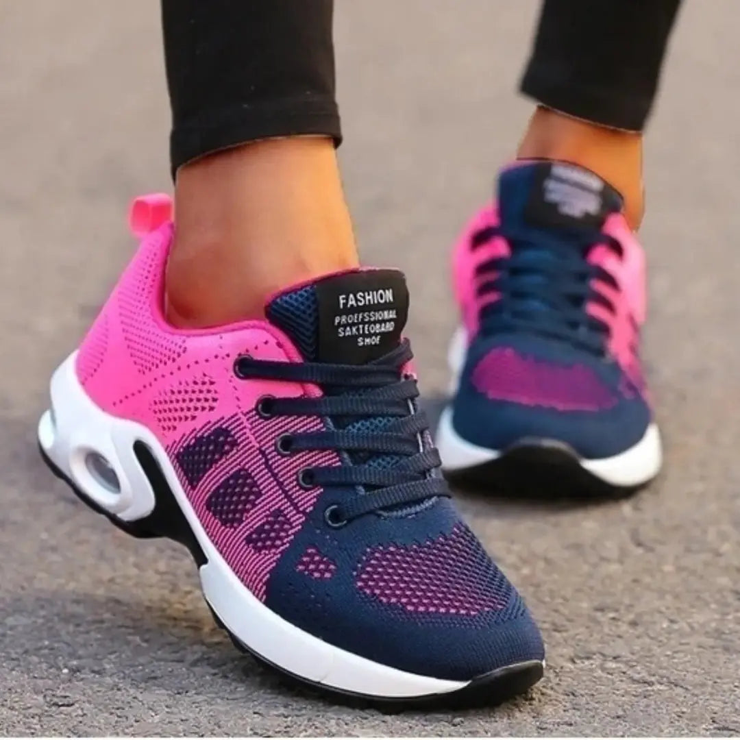 Women's white mesh orthopedic sneakers with breathable upper and air cushion sole for all-day comfort