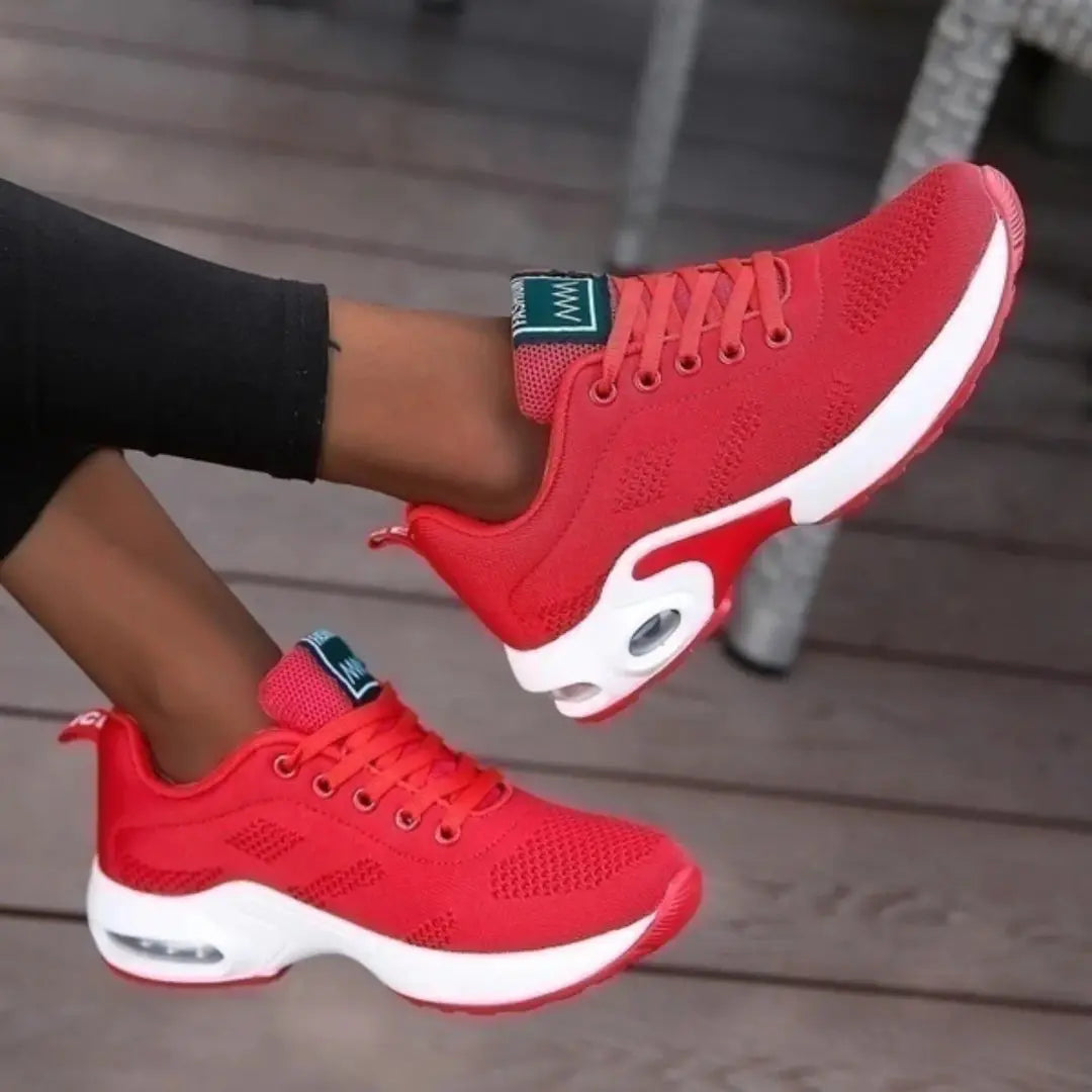 Women's white mesh orthopedic sneakers with breathable upper and air cushion sole for all-day comfort