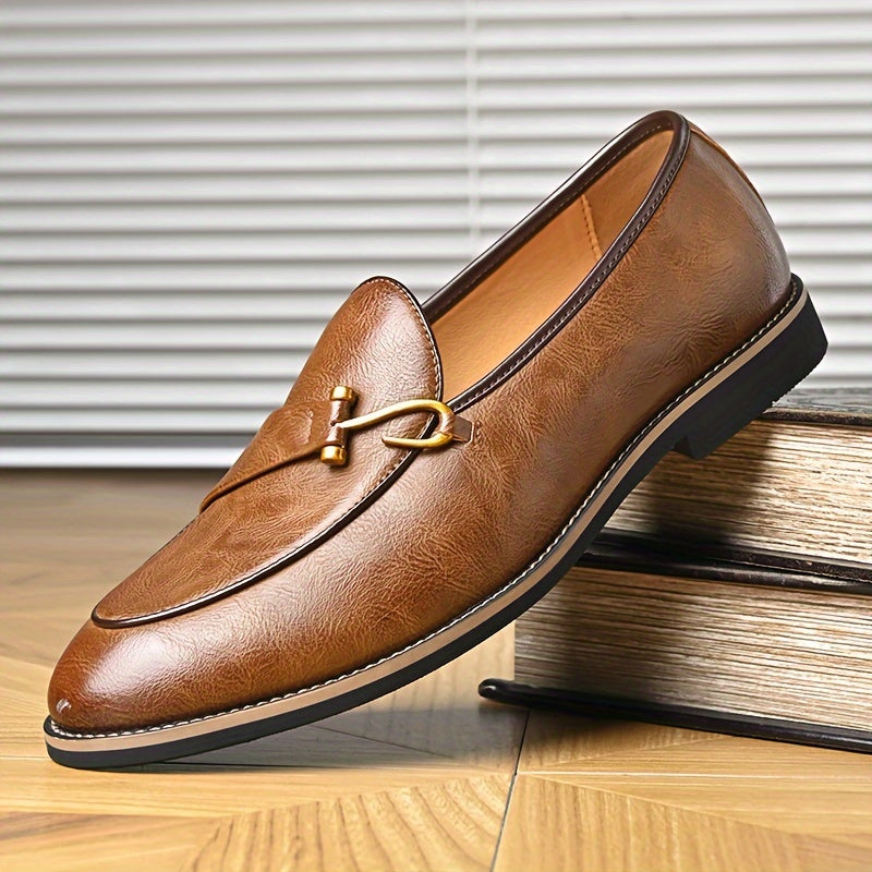 Valerio black faux leather slip-on loafers with cushioned insole for all-day professional comfort