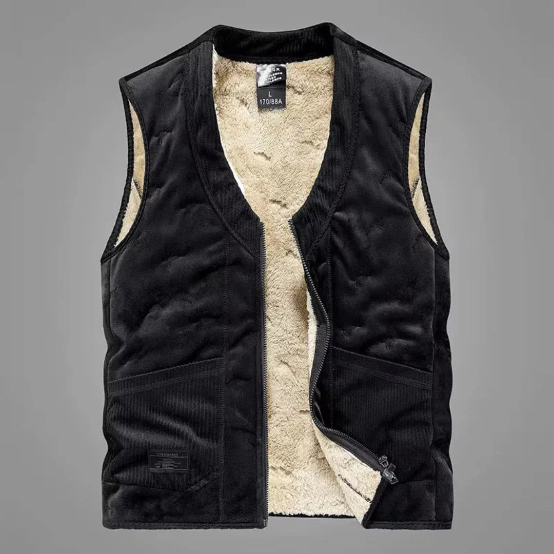 Valerio navy velvet down vest relaxed fit plush lining deep pockets outdoor warmth