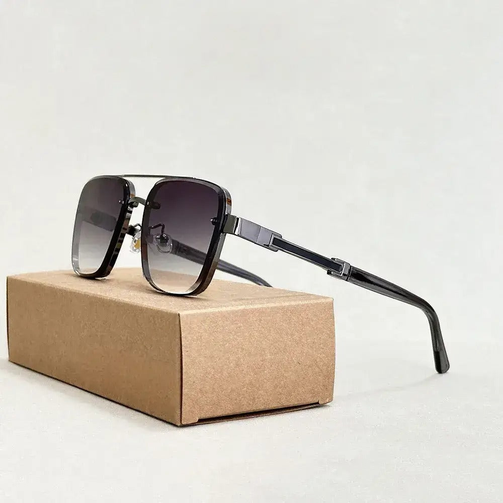 Bold square aviator sunglasses with gradient lenses, gold detailing, and UV400 protection for leaders