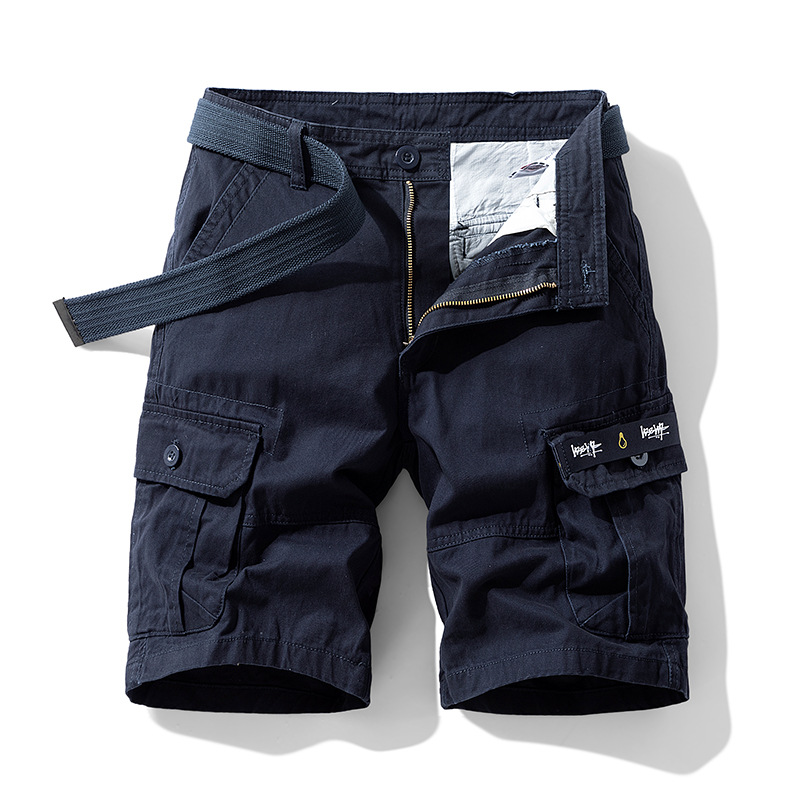 Men's khaki cargo shorts relaxed fit with multiple tactical pockets for everyday urban wear