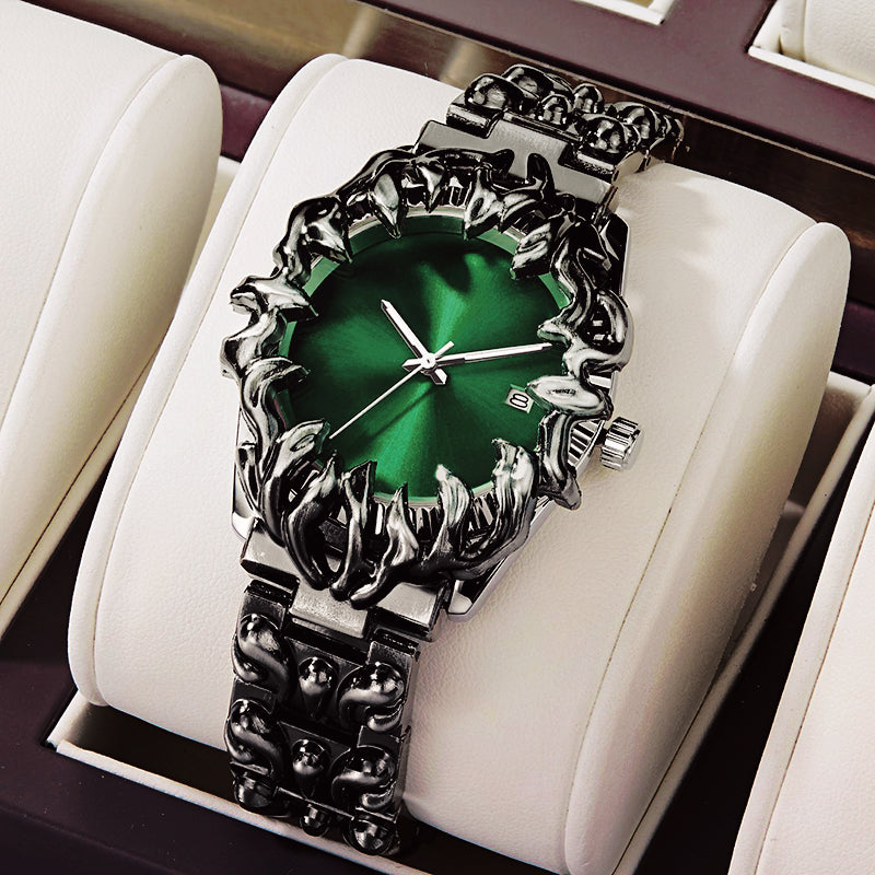 Vena Axis silver stainless steel statement watch with bold sculptural claw-inspired bezel