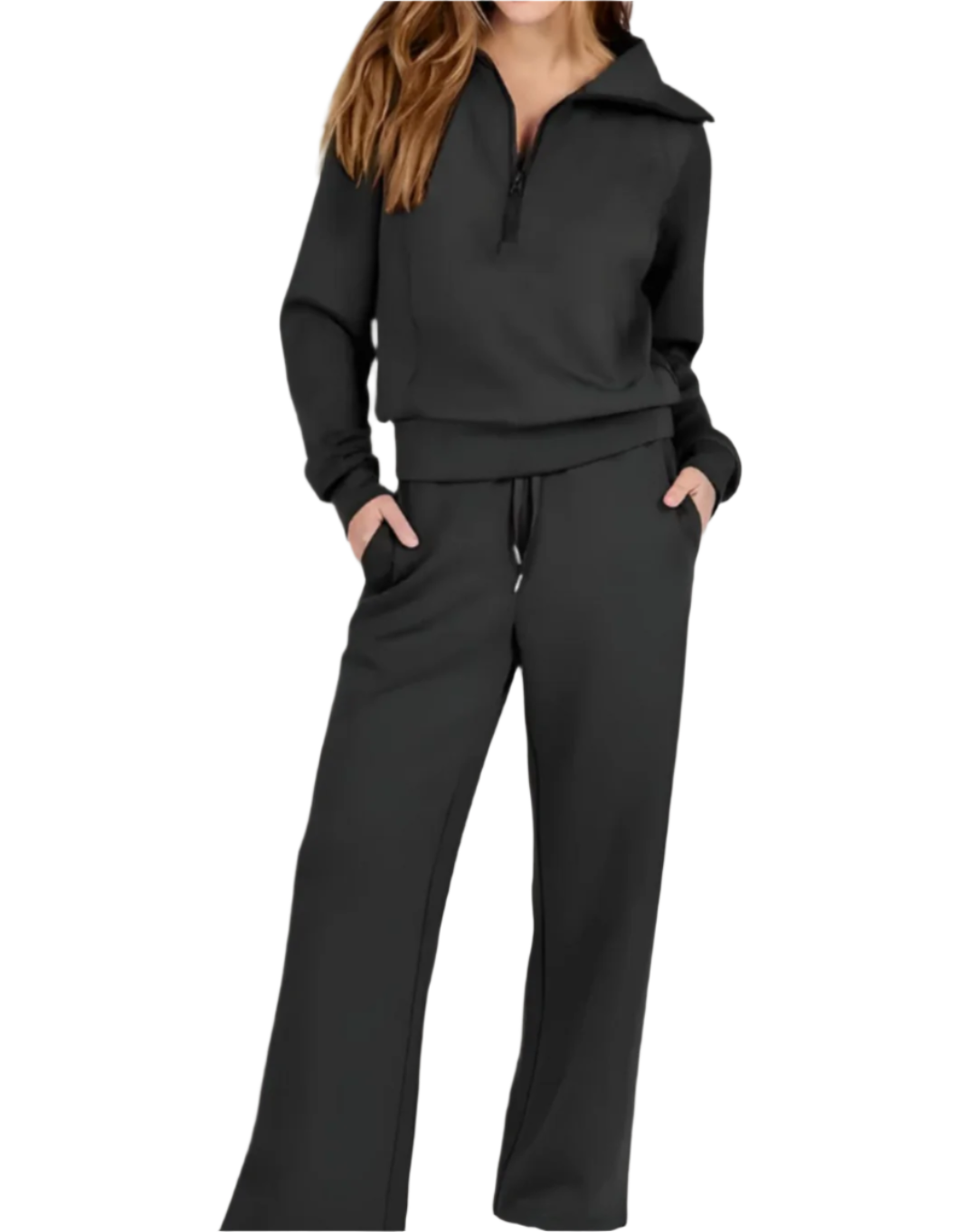 Women's cozy lounge set long sleeve soft cotton blend loose fit minimalist silhouette neutral tone