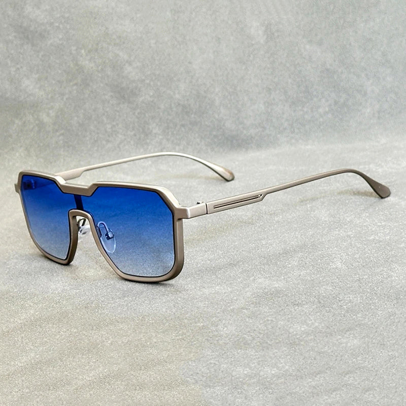 Vento Blu bold retro punk metal sunglasses in gold finish with UV400 protection for men and women