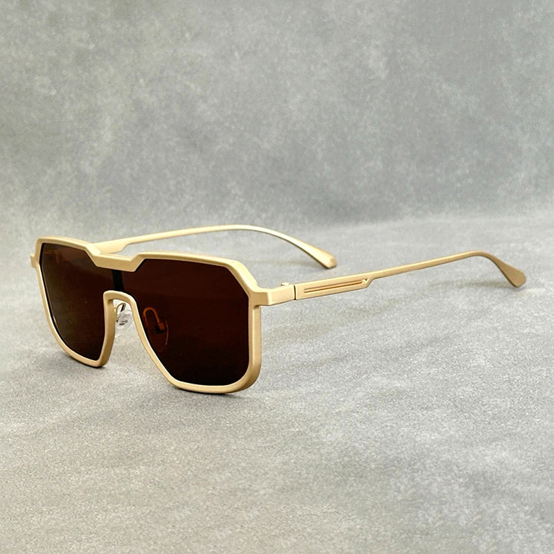 Vento Blu bold retro punk metal sunglasses in gold finish with UV400 protection for men and women
