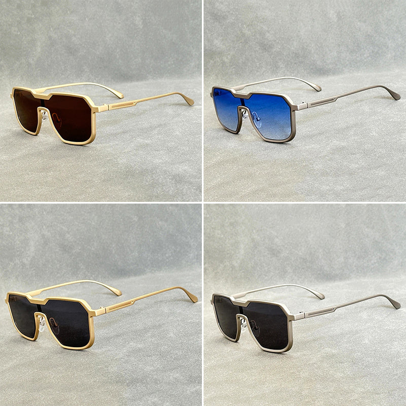 Vento Blu bold retro punk metal sunglasses in gold finish with UV400 protection for men women