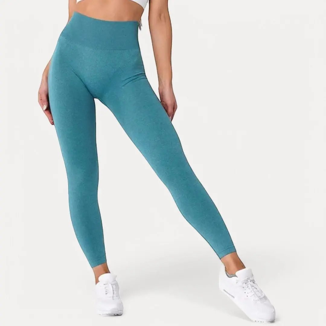 Women's black high-rise sculpt fit gym leggings with back scrunch detail for enhanced silhouette