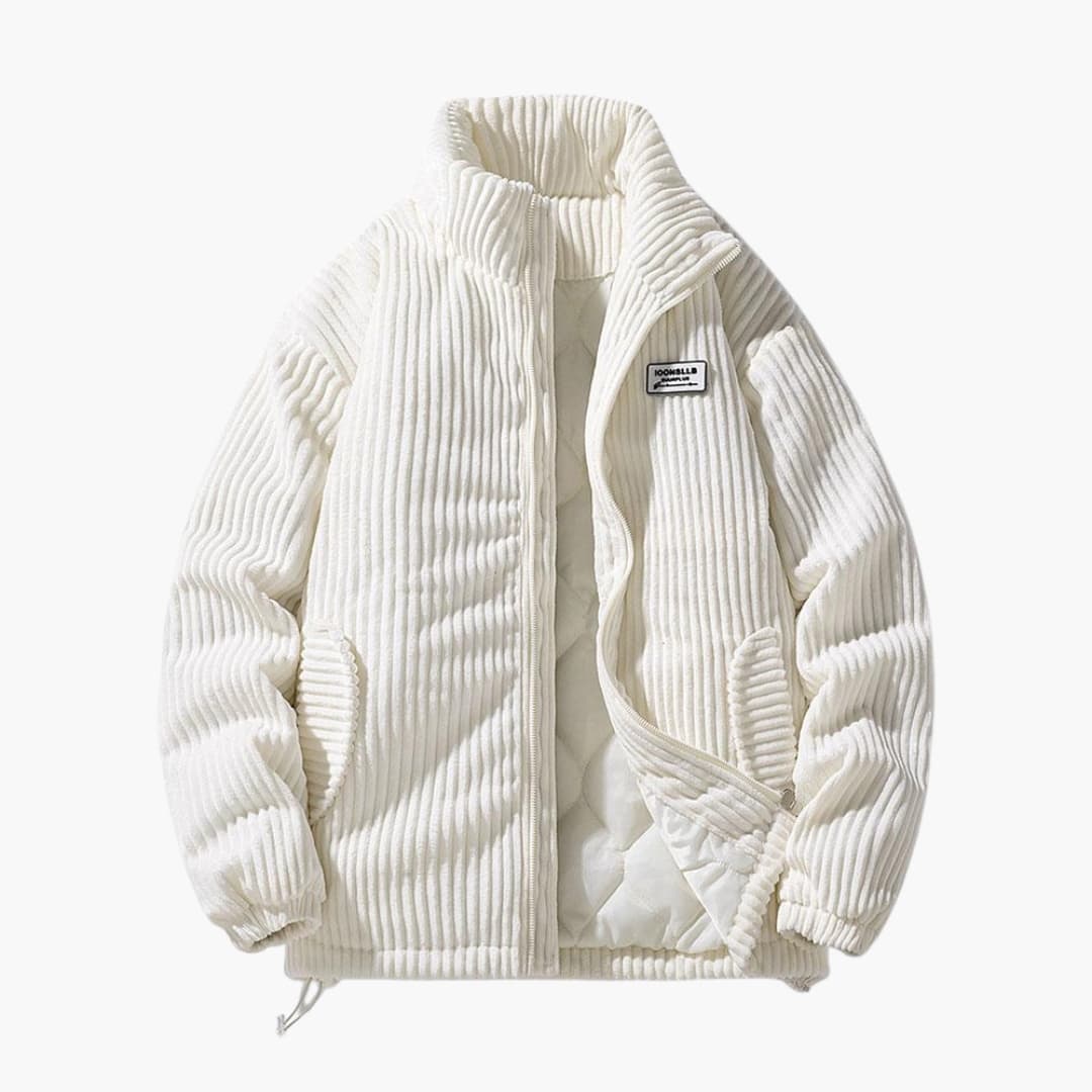 Men's ribbed jacket quilted lining stand-up collar structured silhouette weatherproof everyday style