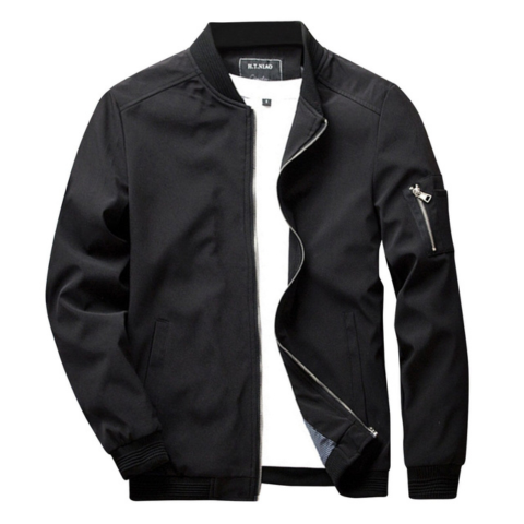 Men's lightweight water-repellent jacket in neutral tone, slim casual cut with elegant everyday versatility