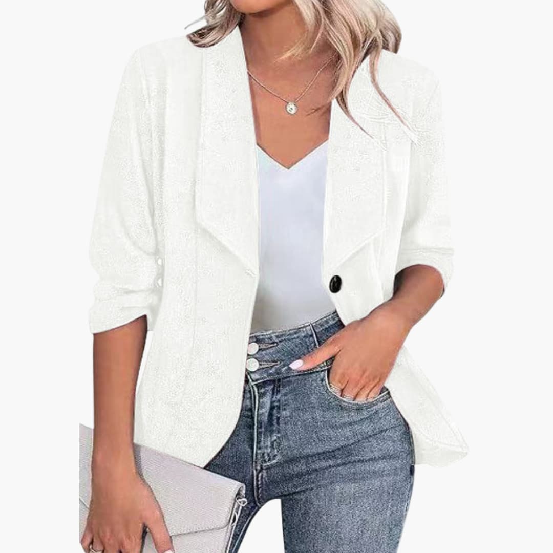 Women's silver sequin blazer elegant feminine silhouette shimmering finish formal events