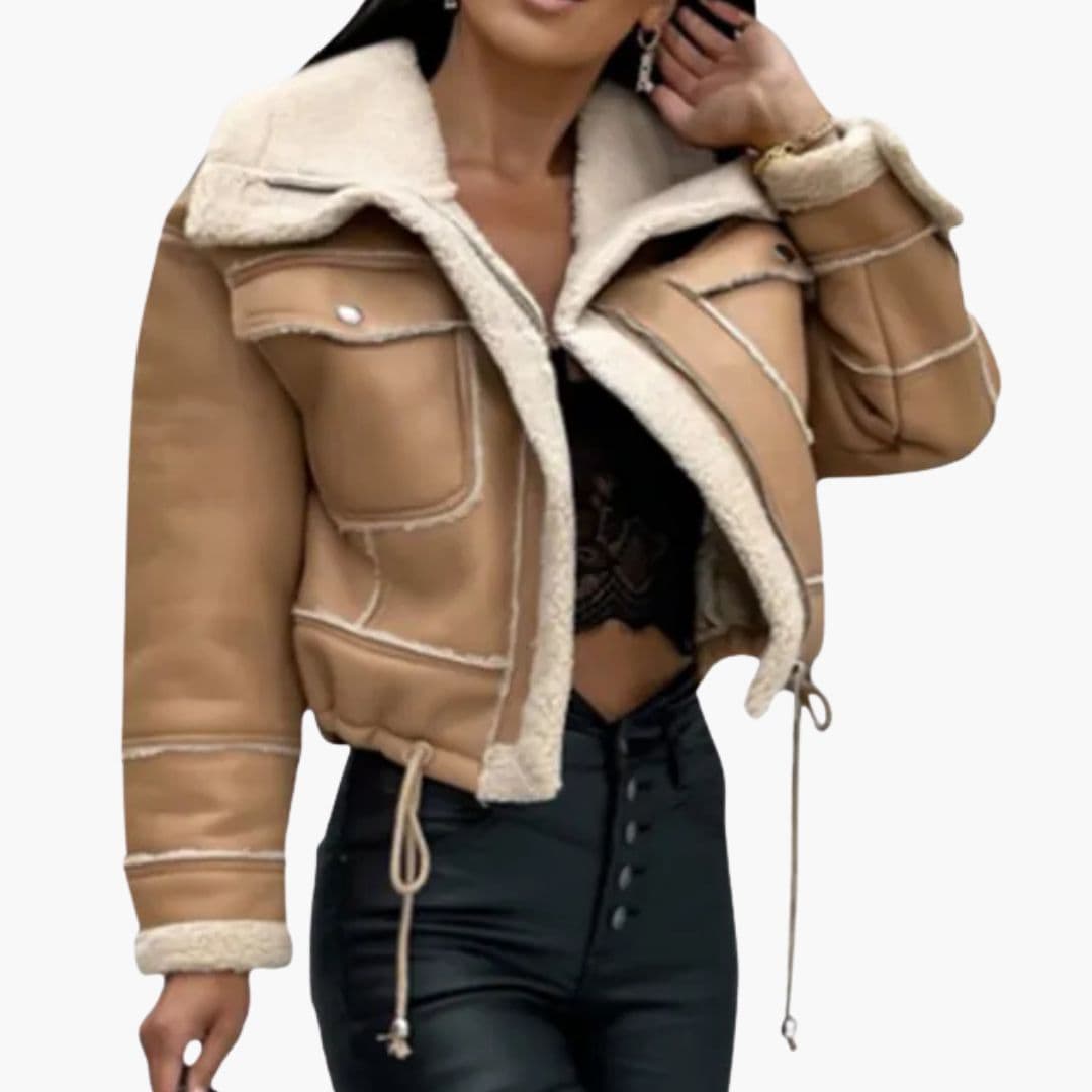 Women's short zip jacket with notched collar, front zip pockets, fully lined smart-casual everyday wear