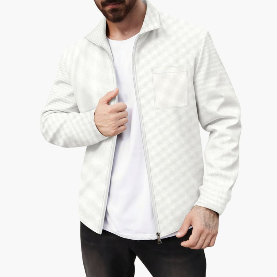 Men's zip-up sports jacket slim athletic cut full-length front zipper and zippered side pockets